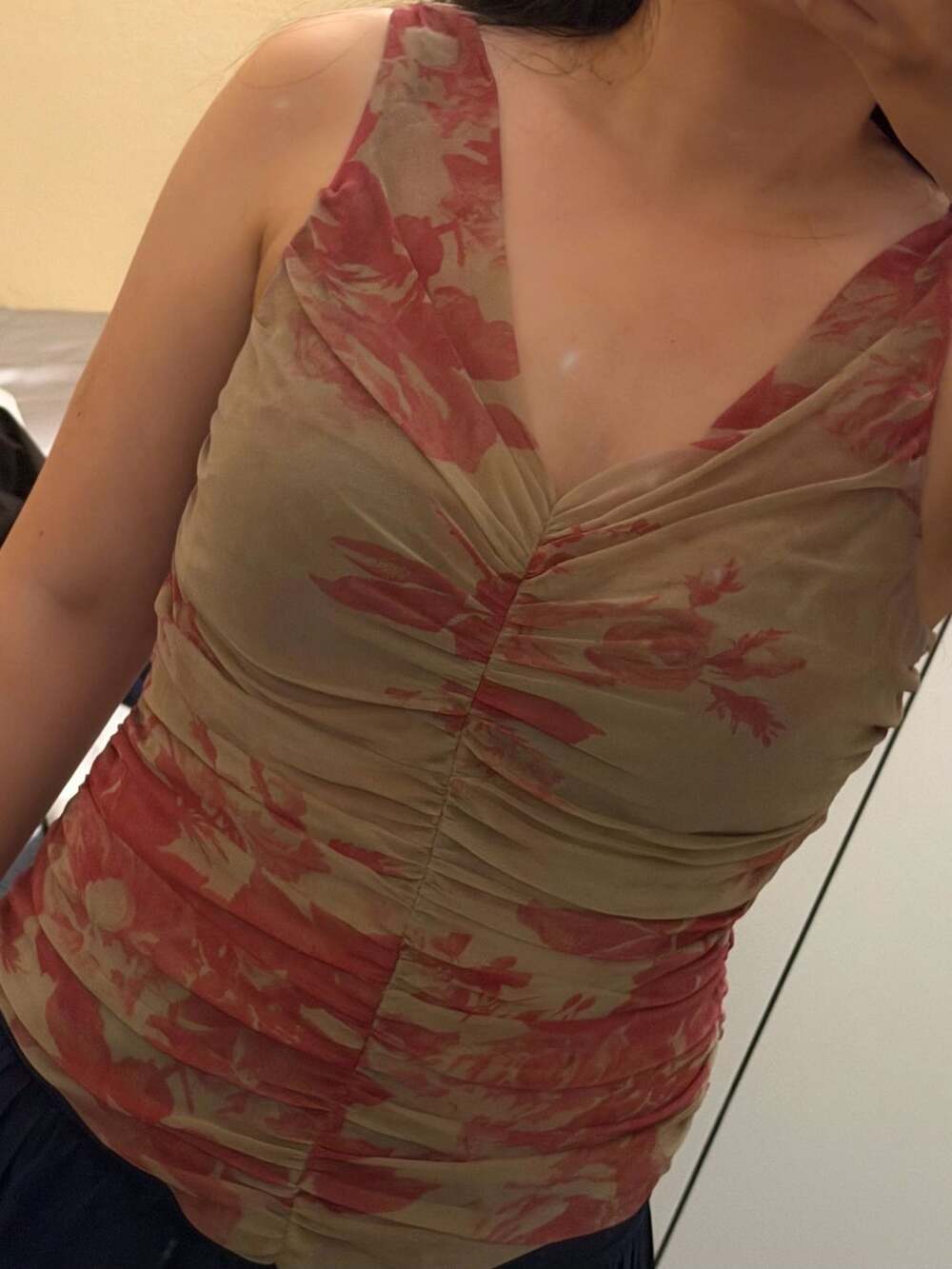 Teenflo Floral Ruched Silk Top